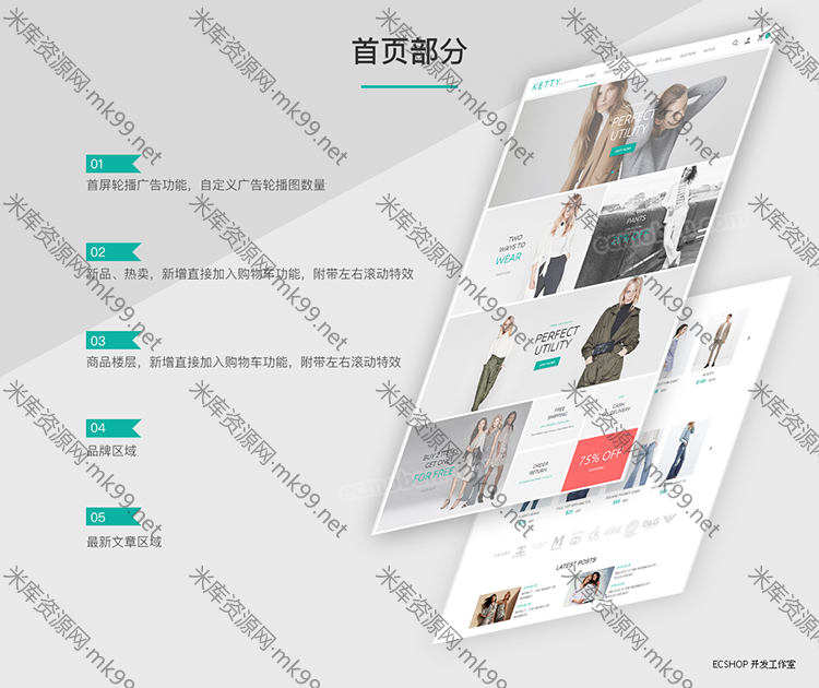 价值7000元的Ecshop服装外贸商城英文模板ketty-米酷主题