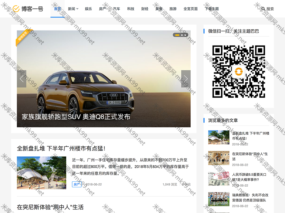 主题巴巴原创设计WordPress主题“博客一号”[更新至1.3]-米酷主题