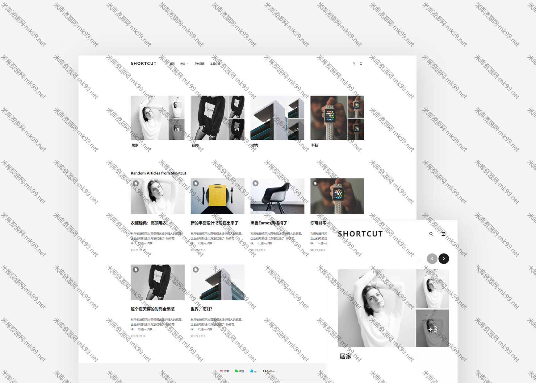 WordPress主题小清新shortcut[更新至2.0]-米酷主题