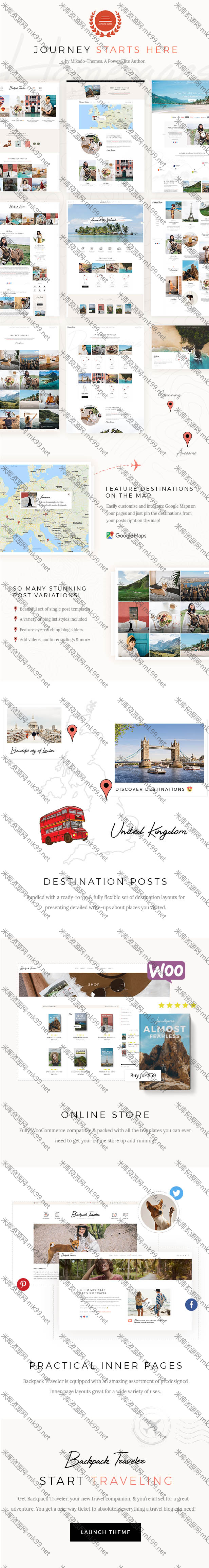 WordPress主题博客旅行Backpack Traveler英文版-米酷主题