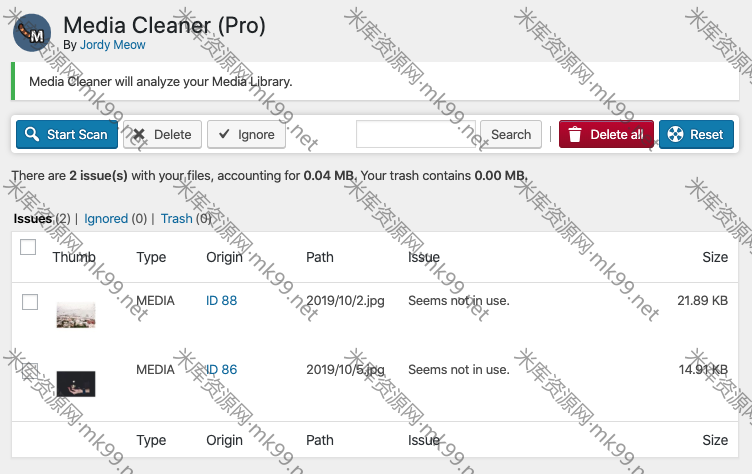 WordPress插件文件清理器Media Cleaner Pro v6.1.6英文版-米酷主题