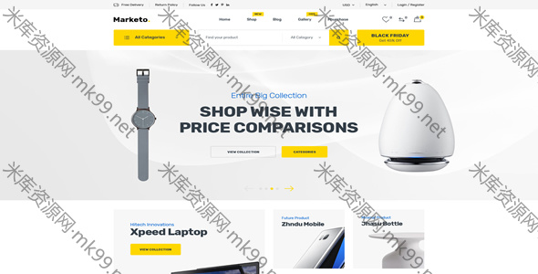 电子商务和多供应商市场Woocommerce WordPress主题Marketo汉化版-米酷主题