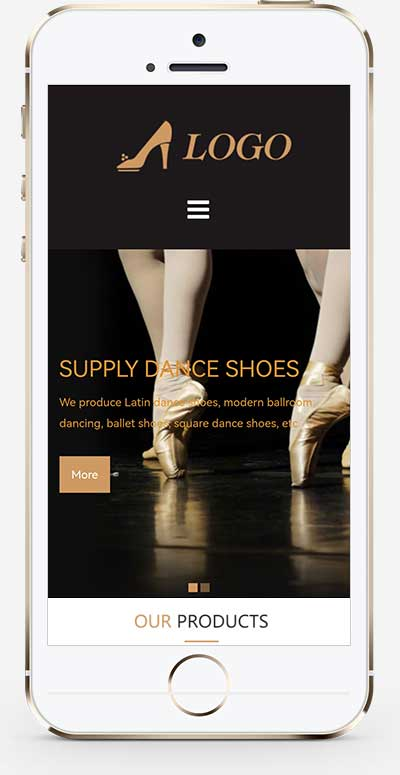 英文外贸芭蕾舞鞋拉丁舞鞋网站源码pbootcms模板-米酷主题