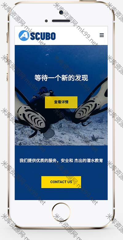 潜水服务公司水上运动设备网站源码pbootcms模板-米酷主题